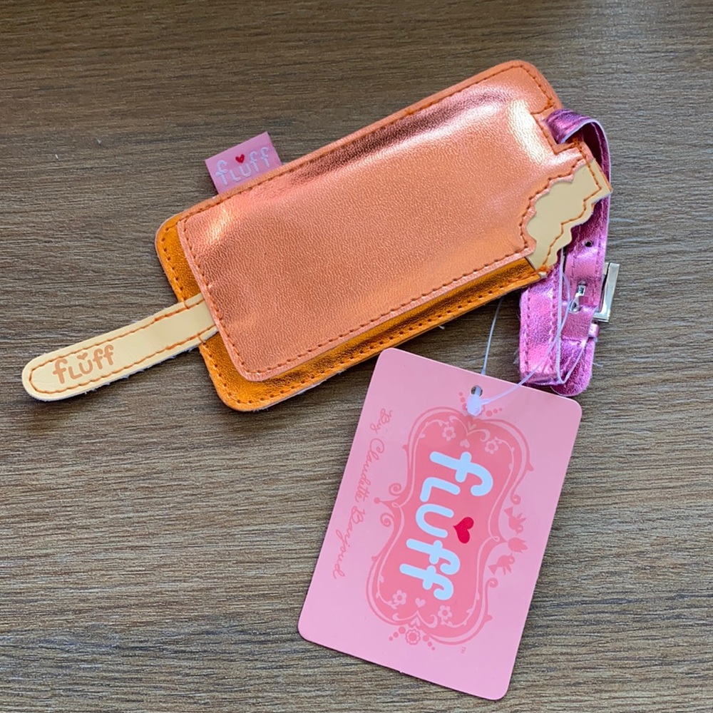 Fluff orange metallic popsicle new luggage tag!